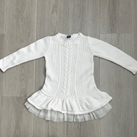 Baby Gap White Cable Knit Dress with Ruffle Hem size Toddler 2 - Picture 2 of 12